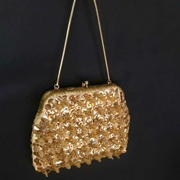 Beautiful Gold Sequence & Beaded Handbag - Picture 6 of 6